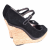 Charles David suede wedge peep toe pumps